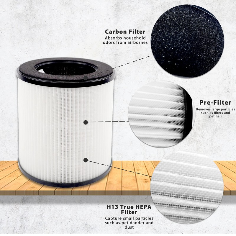 Aliddle B-D02L H13 True HEPA Filter Set, Compatible with Mooka
