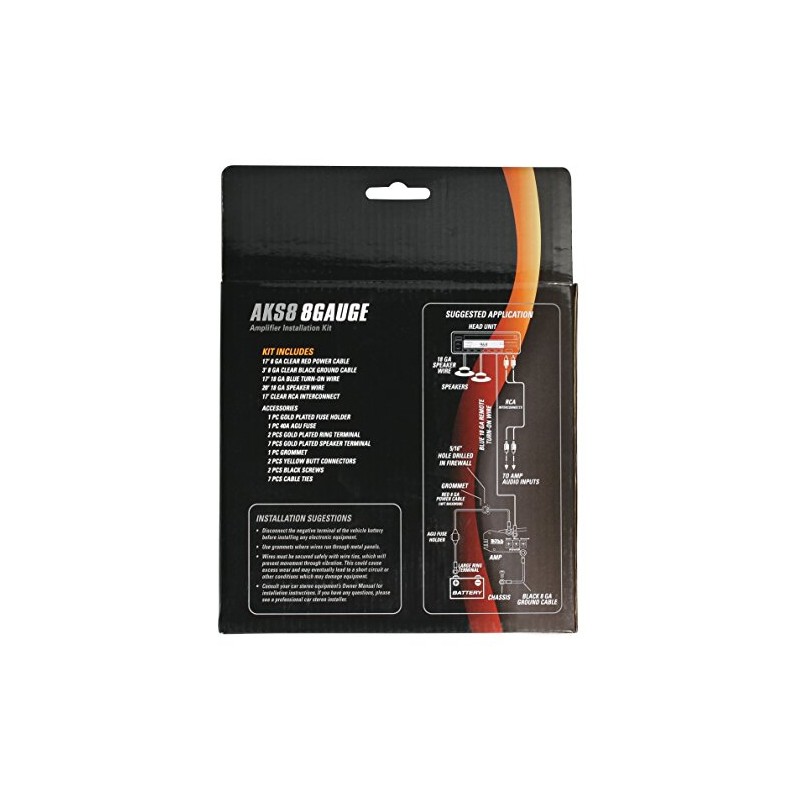 Sound Storm Laboratories AKS8 8 Gauge Amplifier Installation Wiring Kit