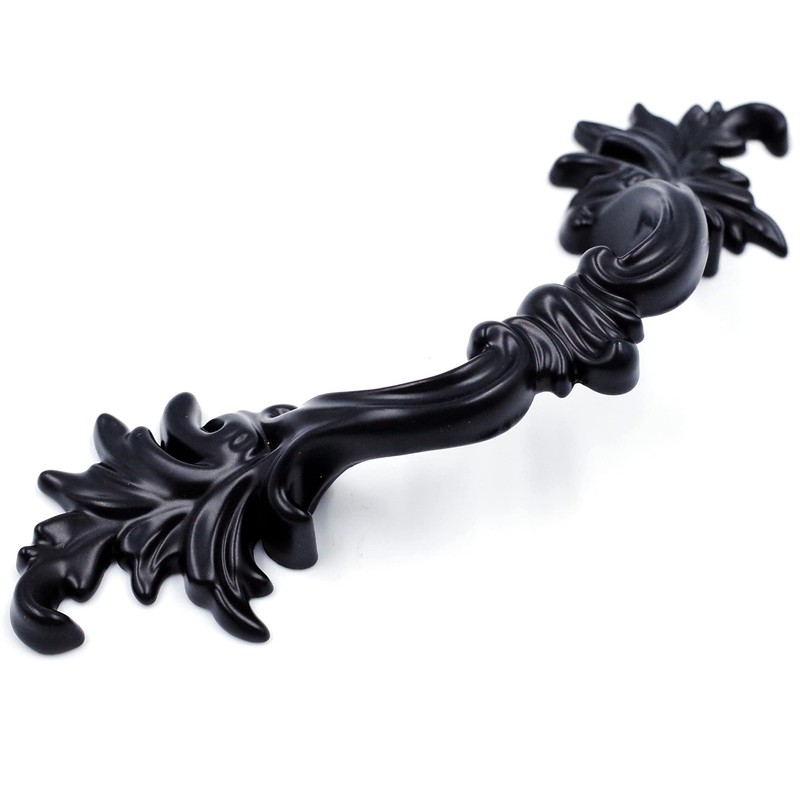 Jetland French Provincial Drawer Pulls - 6-Pack, Flat Black, 2-1/2"