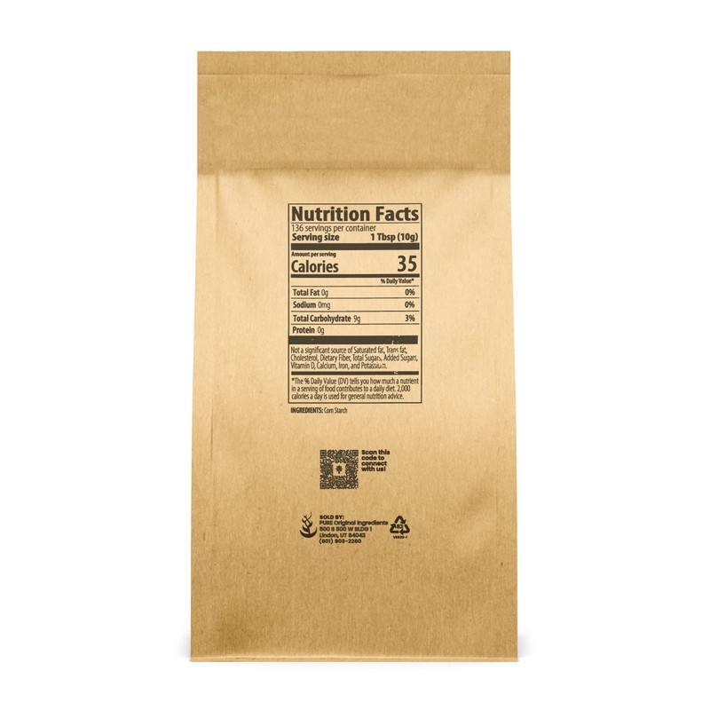 Pure Original Ingredients Corn Starch (3 lb) Thickener For Sauces,
