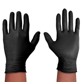Spontex Black Protect 20 Disposable Nitrile Gloves, Particularly Tear-Resistant and Durable, Latex-Free and Powder-Free, Size L
