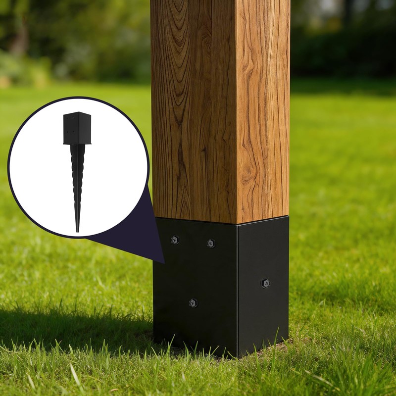 1 Pcs 24" Fence Post Anchor Ground Spike| Black Powder-Coated|