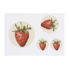 4 x 'Single Strawberry' Temporary Tattoos - Water Resistant, Skin-Safe, Non-Toxic Transfers, Mixed Sizes (TO00084584)