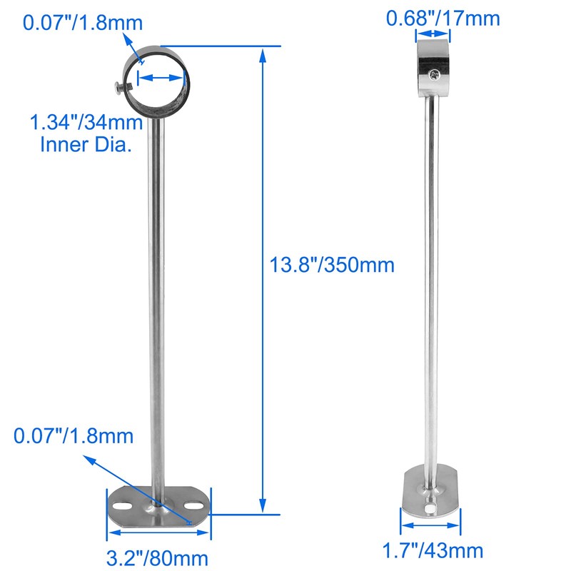 Jiozermi 4 Pcs 1-1/4 Inch Curtain Rod Bracket, Ceiling Mount