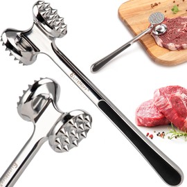 EliteHoff Meat Tenderiser - Meat Hammer Slicer Meat Tenderiser - Meat Tenderizer Kitchen Aid Tool for Tenderising Steak Beef Poultry - Metal, Rubber Handle, Dishwasher Safe