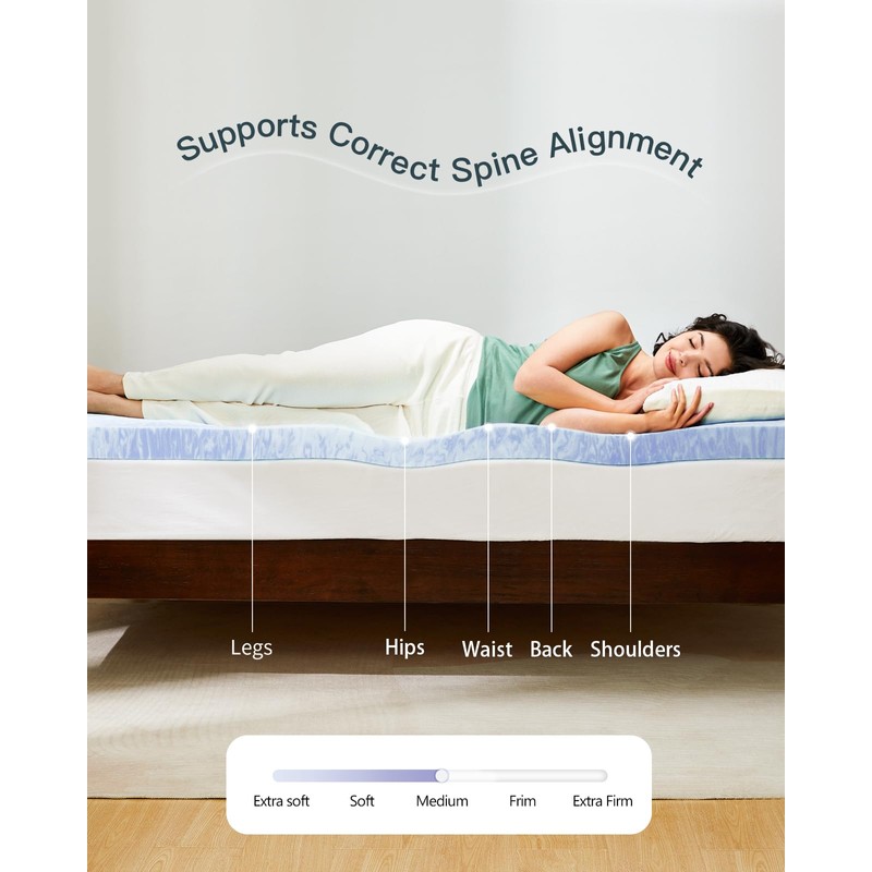 PERLECARE 3 Inch Queen Memory Foam Mattress Topper for Pressure