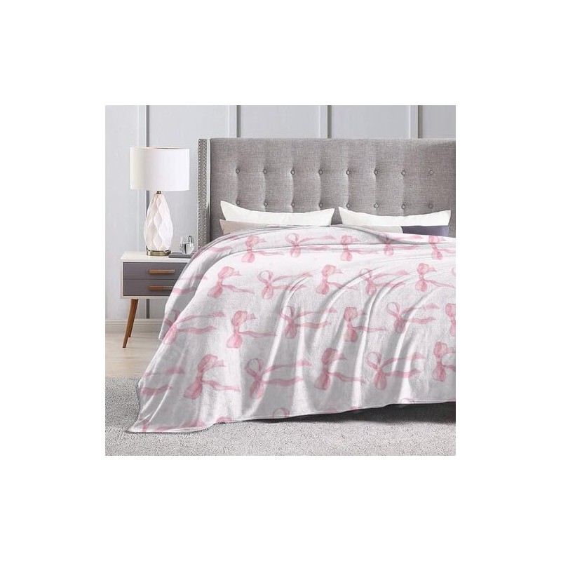 Pink Bow Fuzzy Blanket Cute Bowknot Throw Blanket Bowtie Cozy