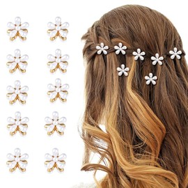 LeTradeJP Mini Flower Hairpin Bangs Clip Pearl Hairpin Small Adult Cute Hairpin Hairpin Hair Accessory 10 Piece Set