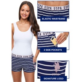 U.S. Polo Assn. Womens 3 Pack Elastic Waistband Pajama Sleep-Lounge With Pockets Shorts Light Pink Medium