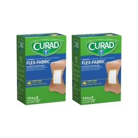 CURAD Flex-Fabric Adhesive Bandages, 2 x 1.75 Inch, Fingertip, Box of 100, Pack of 2