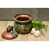 Ceramic Garlic Storage Keeper, Made in the USA, Green, Hand
