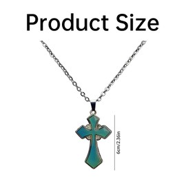 Mood Ring Necklace with Cross Pendant Temperature Sensitive Colour Changing Design & Locket for Opening with Picture Hypoallergenic Stainless Steel Jewellery for Girls and Women Personal Gift (Pack of