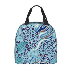 JIMOWANG Animal Skin Portable Lunch Bag Compact Tote Bag Reusable Lunch Box Container for School Office Work