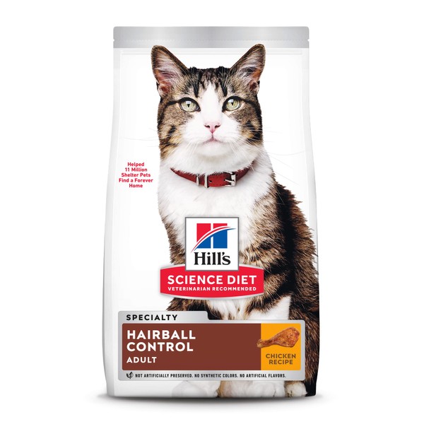 Hill's Science Diet Dry Cat Food, Adult, Hairball Control, Chicken Recipe, 3.5 lb. Bag