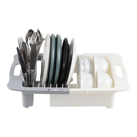 Nesmilers 1-Pack Plastic Adjustable Dish Drainer, Expandable Dish Drying Racks