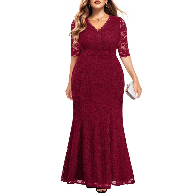 Burgundy Plus Size Dresses Red Formal Evening Party Ball Gown