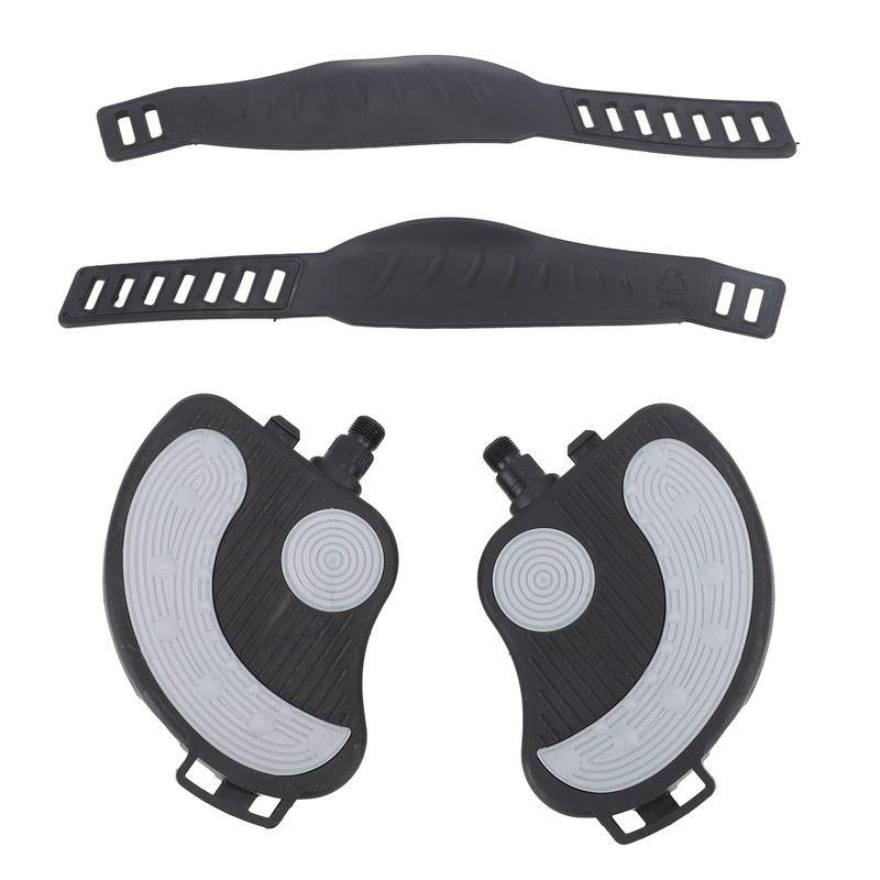 2PCS Exercise Bike Pedals with Straps PP PVC Stainless Steel