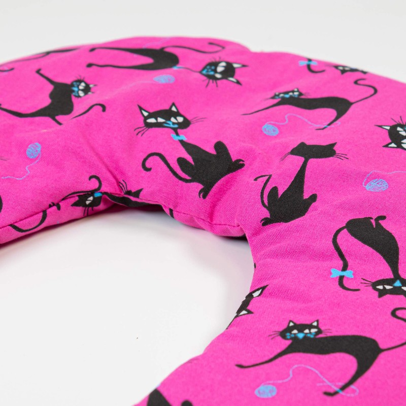 Cherry Stone Neck Pillow 30 x 33 cm Cat Pink