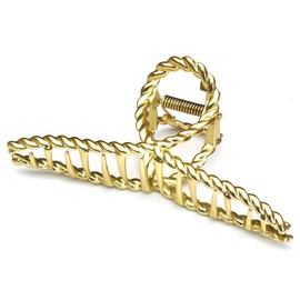 QinGoo Large Stylish Gold Cross Hair Claw Metal Hair Clip, Strong, Adult Hair Accessory, Cute, Ladies, Korean, 1 Piece (4.3 x 1.7 inches (11 x 4.4 cm), Matt Gold)