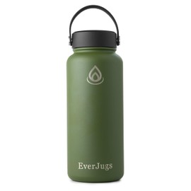 EverJugs Water Bottle - 32 Oz, Wide Mouth, Premium Stainless Steel Bottle with Grip Cap, Double Walled Vacuum Insulated, Thermo Mug, Metal Flask, Leak Proof, Eco-Friendly