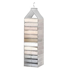 Hanging Organiser, Foldable Hanging Storage Organiser, Hanging Shelf Wardrobe with 12 Compartments, Hanging Mesh Storage Bag, Wardrobe Organiser Hanging for Home/Motorhome/Camping