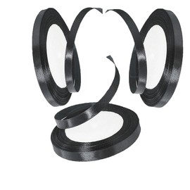 Schwarzes Satinband, 3 Rollen dickes Seidensatinband für Geschenkverpackungen, Valentinstagsgeschenkband für Geburtstag, Party, Hochzeit, Weihnachten, Basteldekorationen (10 mm x 22 m)
