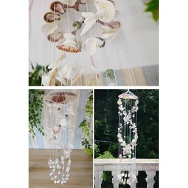 Shell wind chimes, handmade, hanging indoor or outdoor colorful spiral shell wind chimes, 80 cm hanging height