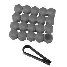 Unbranded 20x 17mm Car Wheel Nut Lug Cover Hub Screw Caps Glossy Bolt Rims Tire With Tool - Gray