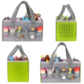 Seracle Carrying Case Travel Felt Bag Compatible with Toniebox Starter Set and Tonies Figurine (Gray+Green)