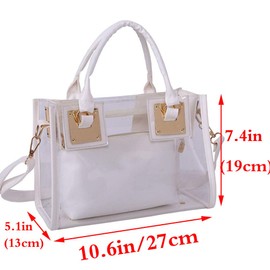 Rullar Women's 2 Pieces Small Clear Shoulder Bag Set Shoulder Bag PVC Transparent Shopper Handbag Clutch Bag, White, shopping bags
