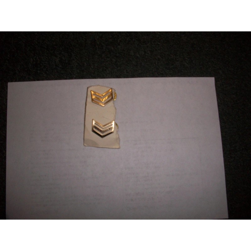 ROTC Sergeant RANK DRESS GOLD PIN ONE PAIR ARMY AND