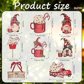 Christmas Decorations Christmas Gnome Wooden Ornaments - 24 Pcs Hanging Decor for Christmas Tree Hanging Wood Crafts Holiday Decor - Christmas Tree Decor for Home Holiday Party Gifts