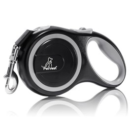 26 FT Retractable Dog Leash Strong Nylon Tape No Tangle, Heavy Duty Great Leash for Dog up to 110 lbs, Pause, Lock, Perfect for Small-X Large Dogs One-Handed Brake (Black)