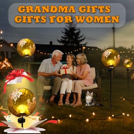 Profinella Unique Birthday Gifts for Women Mom Grandma,Solar Butterfly Cat Garden Lights Outdoor Decor,Housewarming Gifts New Home for Patio, Lawn, Yard, Pathway