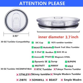 AILUXUAN Tumbler Lids Spillproof 30 Oz,2 Replacement Lids for 30 oz Stainless Steel Tumbler Travel Cup Yeti,Ozark Trails and more Cooler Cup, Sliding Splash Proof(30OZ,2Pack)