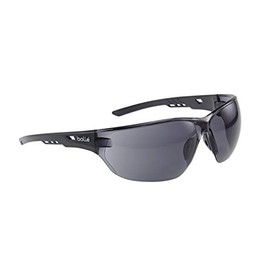 Bolle Safety NESSPSF, Ness Safety Glasses Anti-Scratch/Anti-Fog, Black Frame, Smoke Lenses, Universal