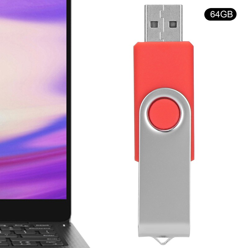 USB Flash Drive Candy Red Rotatable Portable Storage Memory Stick