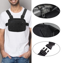 Yuehuamech Chest Rig Bags Tactical Chest Pouch Utility Recon Kit Bag Tactical Combat Chest Pack Airsoft Front Chest Pouch Shoulder Bag Strap Vest Chest Bag for Hiking Camping Running Outdoors