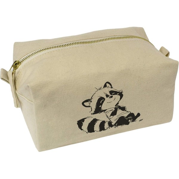 'Cute Sketchy Raccoon Sitting' Canvas Wash Bag/Makeup Case (CS00044009)