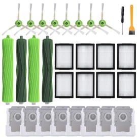 Replacement Parts for iRobot Roomba E & I & J Series e5 e6 e7, i8 i8+ i7 i7+ i6 i6+ i4 i4+ i3 i3+ i1 i1+ i2, j7 j7+ Robot Vacuum Cleaner, 2 Set Roller Brush 8 Filters 8 Side Brushes 8 Vacuum Bags
