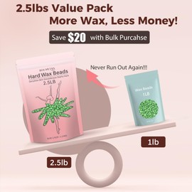 Wax Beads 2.5lb, Bouvetan Hard Wax Beans for Hair Removal, Sensitive Skin, Ideal Beads for Bikini, Legs, Eyebrow, Facial, Brazilian, Full Body Waxing (Aloe)