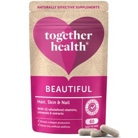 Beautiful Hair, Skin & Nail Daily – Together Health – Whole Food Nutrients – 10 Beauty-Specific Vitamins & Minerals – Hyaluronic Acid – Natural Silica – Vegan Friendly – Made in The UK – 60 Vegecaps