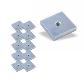 Slot Nut | Threaded Plate 20 x 20 x 4 mm M4 Thread Centre | Galvanised Steel (Pack of 10)