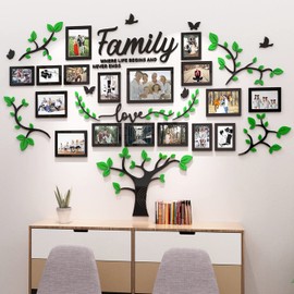 Wall Tattoo Tree Family Tree Wall Sticker Living Room - 3D DIY Wall Stickers Wall Decoration Wall Sticker Tree for Living Room Bedroom Picture Frame 15 x 20 10 x 15 Photo Wall (Green 146 x 207 cm)