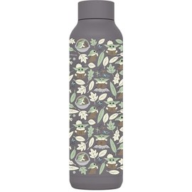 Quokka The Mandalorian Grogu Leaves Thermosflasche, Edelstahl, einfarbig, Grau, 630 ml