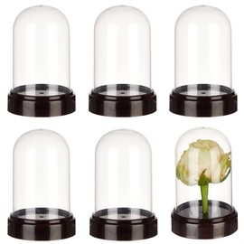 NBEADS 6 Sets Plastic Dome Cover, 2.77×4.2" in Diameter Plastic Display Dome Cloche Dome Mini Clear Display Dome with Plastic Base for Centerpieces Plants Rocks Specimens Decorations Crafts