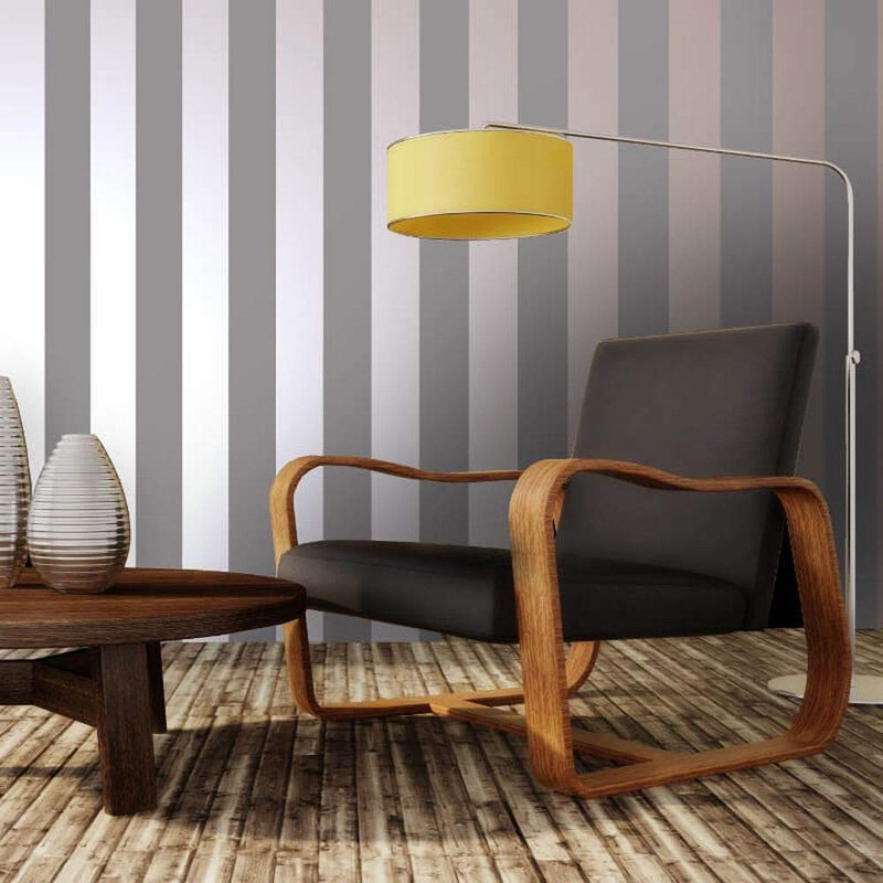 Bold Stripe Grey Rose Gold Metallic Shimmer Wallpaper Feature Holden