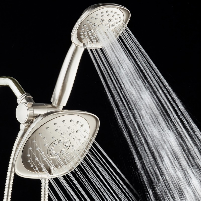 AquaDance Luxury Square High-Pressure Giant 7.3" Rain Shower Head/Handheld Spa