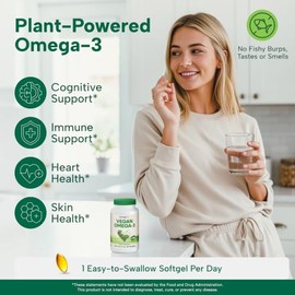 OmegaVia- “Suplemento Vegano Omega 3, 60 Cápsulas Blandas, Algas Omega 3 Aceite de Pescado Alternativo, 300mg Vegano DHA Omega3