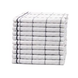 ZOLLNER Set of 10 Cotton Tea Towels in 45 x 60 cm - Absorbent and Durable Kitchen Towels - Washable up to 60 °C - in White - Catering Quality - Oeko Tex® Certified